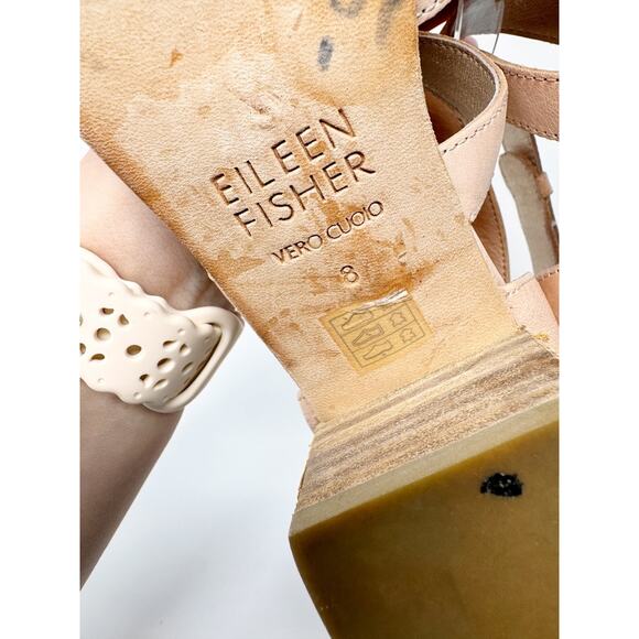 Eileen Fisher Kirby Natural Tan Leather Strappy Block Heel Sandal US 8 - Picture 9 of 9